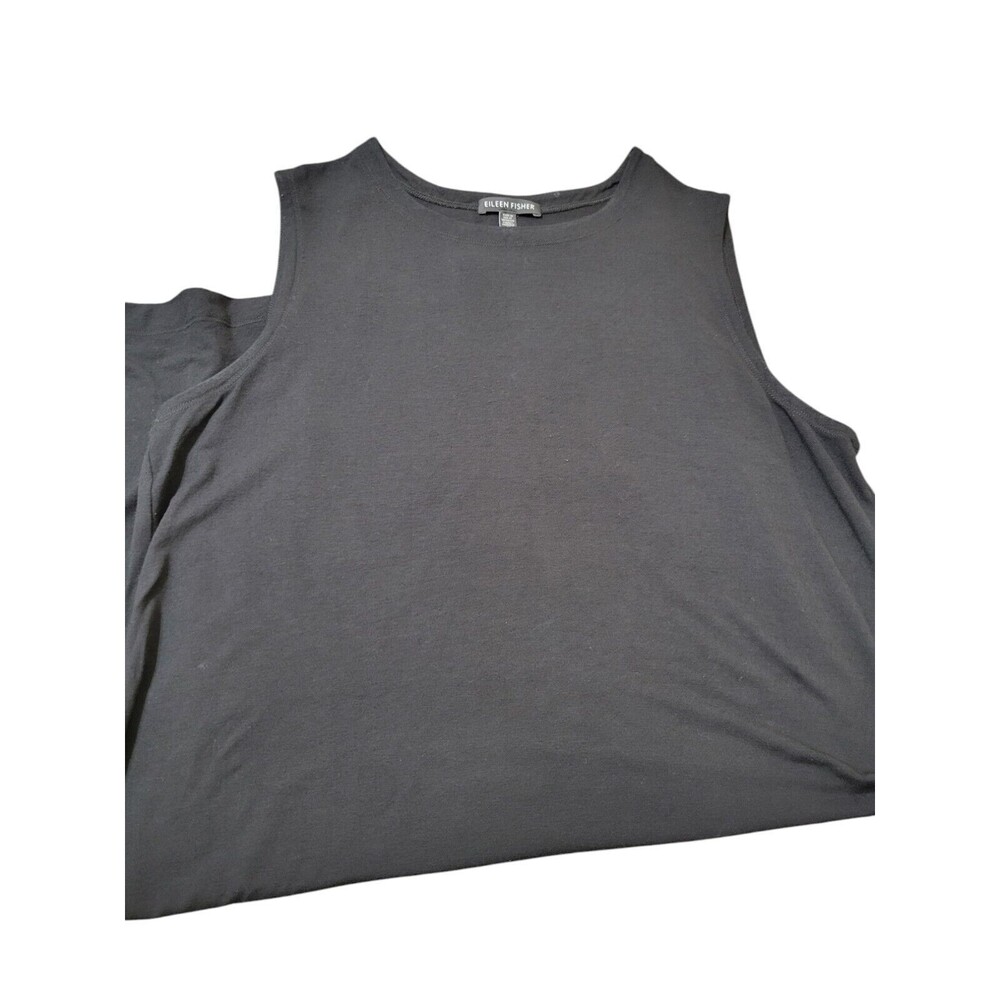 Eileen Fisher Tank Swing Dress M Stretch Viscose Jersey Sleeveless Black B2 - Picture 9 of 11